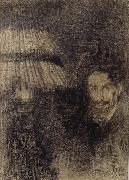 James Ensor Self-Portrait by Lamplight or In the Shadow France oil painting artist